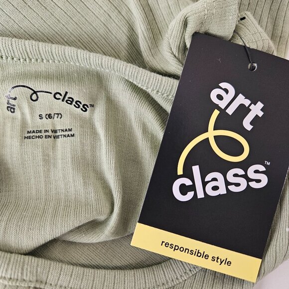 Art Class Girls Ribbed Dress Light Green Decorative Button-Front Size Small 6/7 - Picture 7 of 8